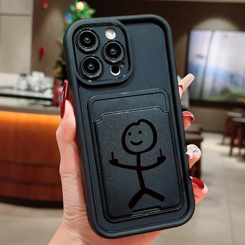 Funda de teléfono suave de silicona con bolsa de tarjeta de insertar Matchman divertida de dibujos animados para iPhone 17 16 15 14 13 12 11 Pro Max 7 8 Plus 16E - imagen 2