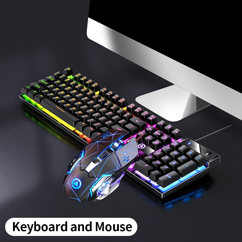 Combo de teclado y ratón retroiluminado con cable, USB, sensación mecánica ergonómica, juego de teclado y ratón para escritorio, portátil, PC y hogar - imagen 2