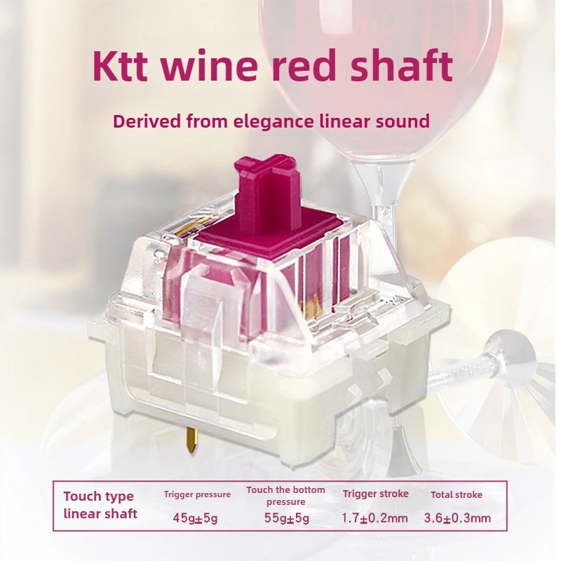 Interruptor de teclado mecánico eje burdeos eje de teclado mecánico personalizado sonido de mahjong intercambiable en caliente