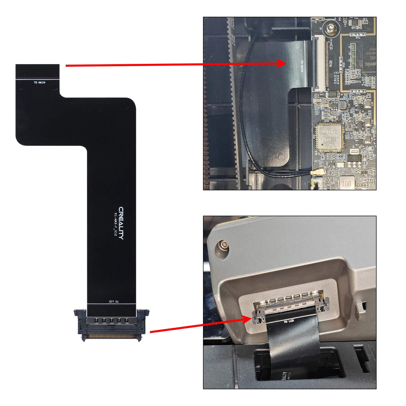 Para Creality K2 Plus/K1/K1C/Ender 3V3 Cable de conexión de pantalla Cable FPC negro L162mm accesorios de impresora 3D - imagen 5