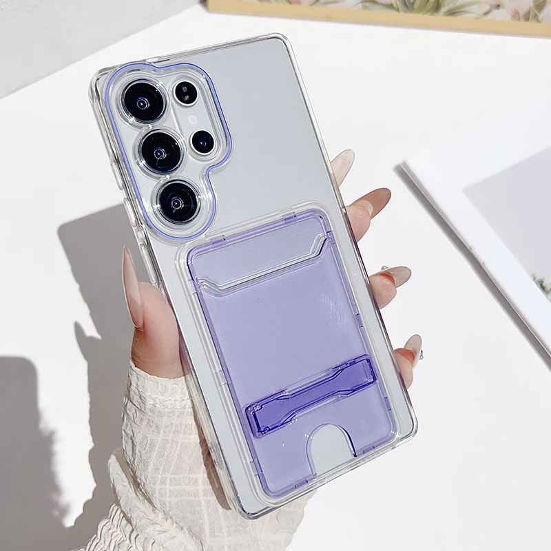 Funda de teléfono con soporte de bolsillo y billetera para fotos a la moda para Samsung Galaxy S22 S23 S24 S25 Ultra, funda trasera suave con ranura para tarjetas - imagen 2