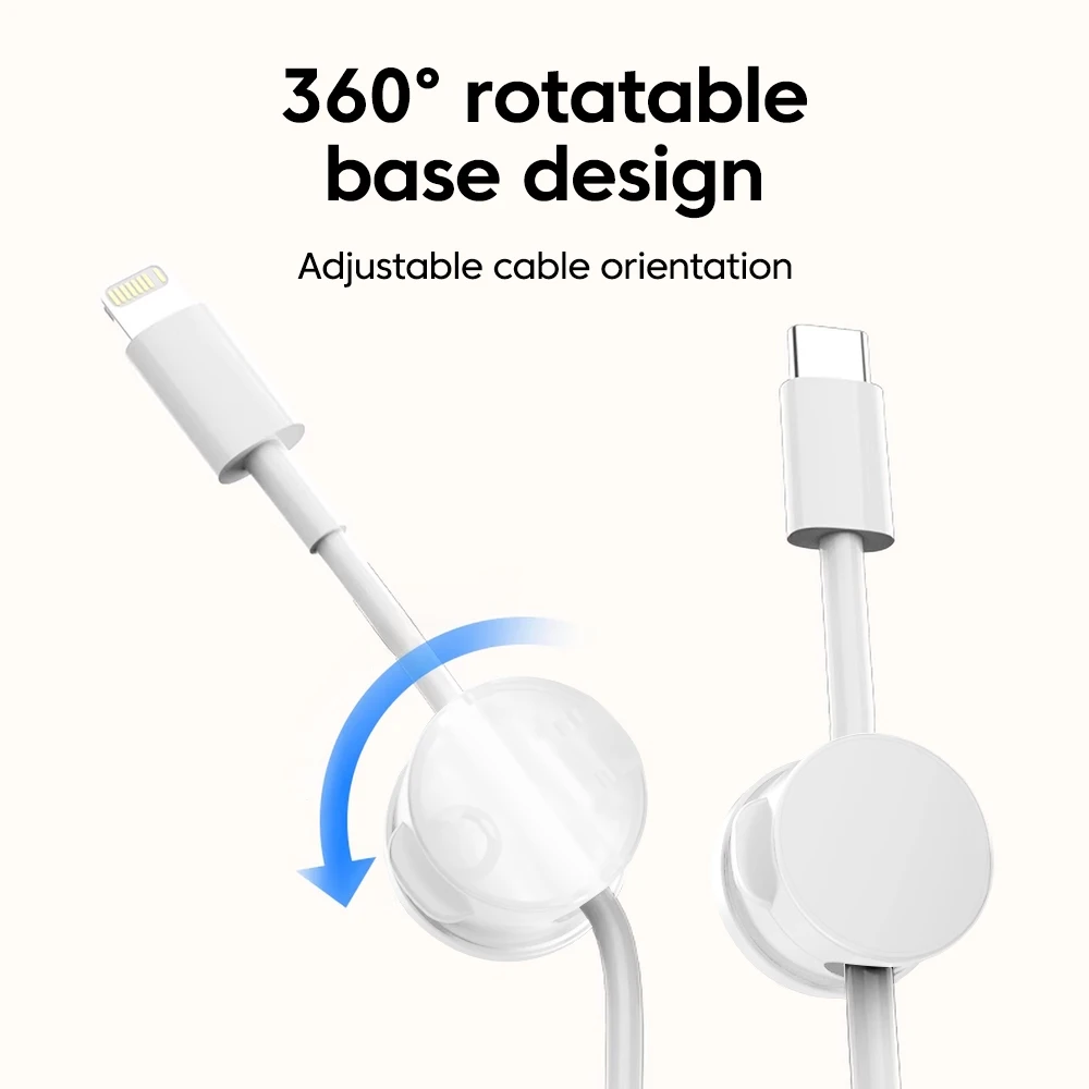 Clip de Cable magnético con rotación de 360 grados, soporte organizador de cables, gestión de cables adhesivos, enrollador de línea de carga USB para el hogar y la Oficina - imagen 3