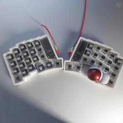 Teclado mecánico dividido con trackball, pantalla OLED y RGB