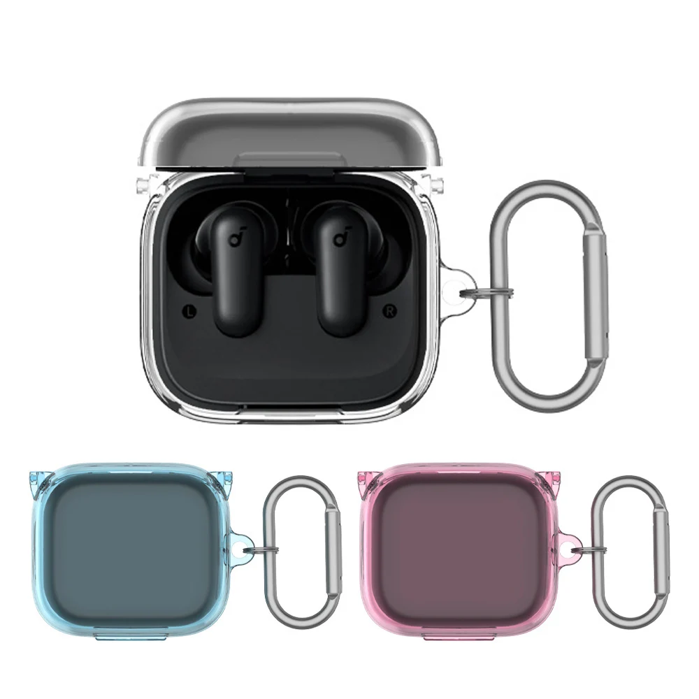 Funda transparente para auriculares Anker Soundcore P30i, funda de lujo a prueba de golpes para oundcore P30i, carcasa protectora de TPU con llavero - imagen 2