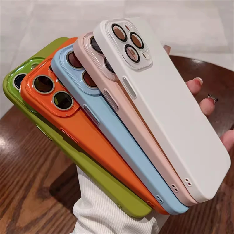 Funda protectora de lente de cobertura completa mate, respetuosa con la piel, sencilla, para iPhone 16, 15, 14, 13, 12, 11 Pro Max Plus, cubierta dura a prueba de golpes para PC - imagen 5