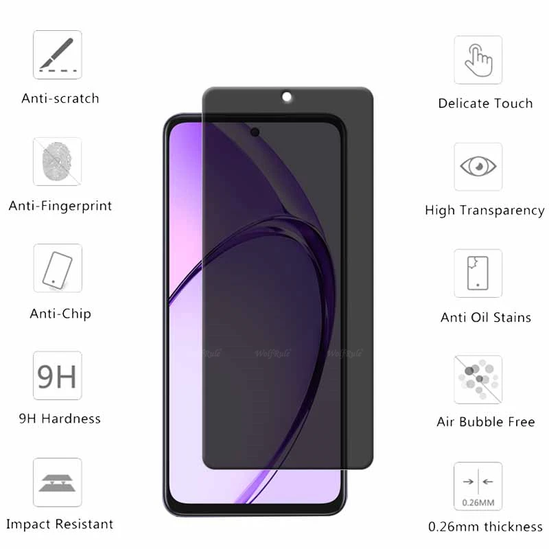 4 Uds para OPPO A80 vidrio OPPO A80 vidrio templado HD 9H protección de teléfono privacidad pegamento antiespía para Protector de pantalla OPPO A80 A 80 - imagen 2
