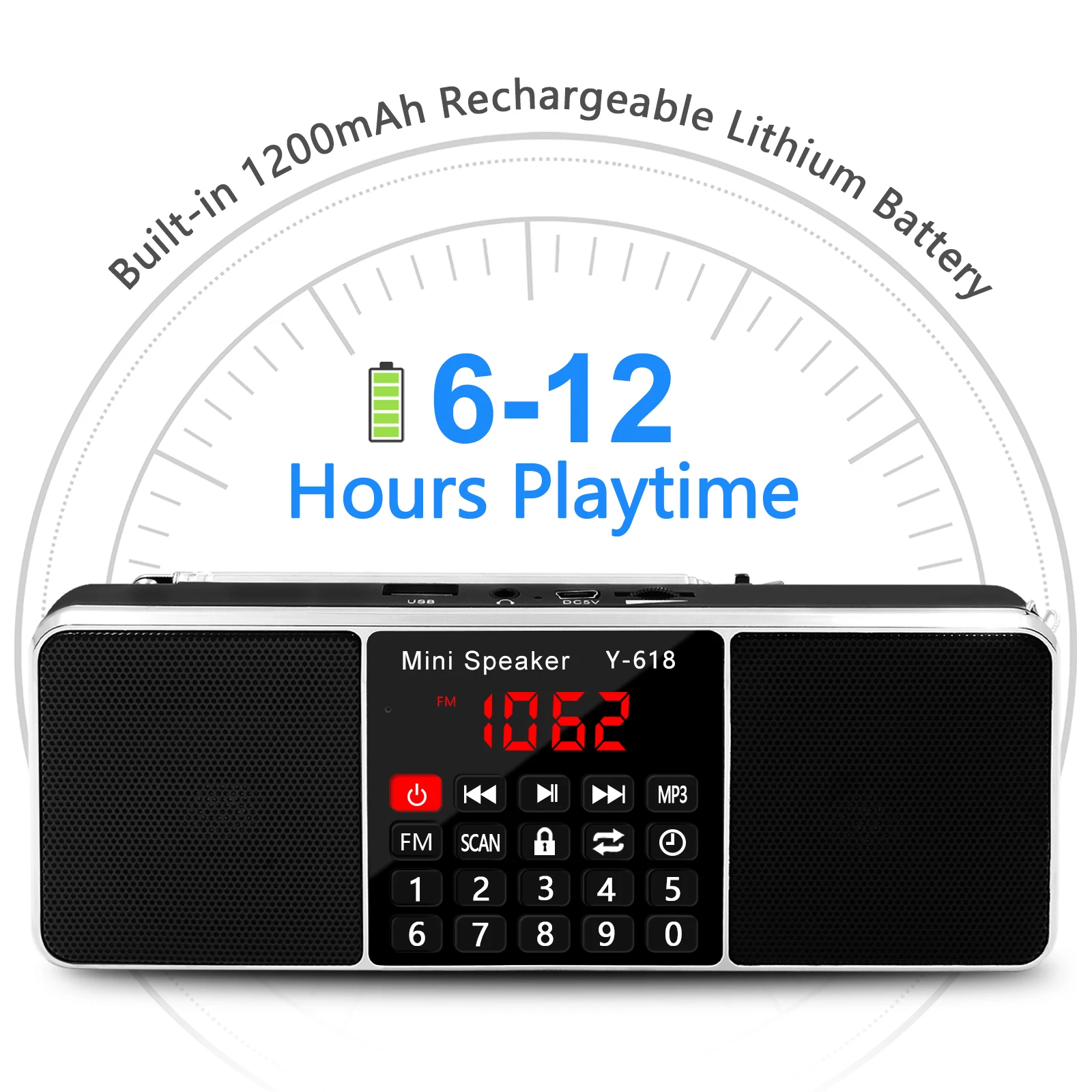 Radio Portátil Lefon Y-618 FM Digital Estéreo MP3 USB-C - imagen 3