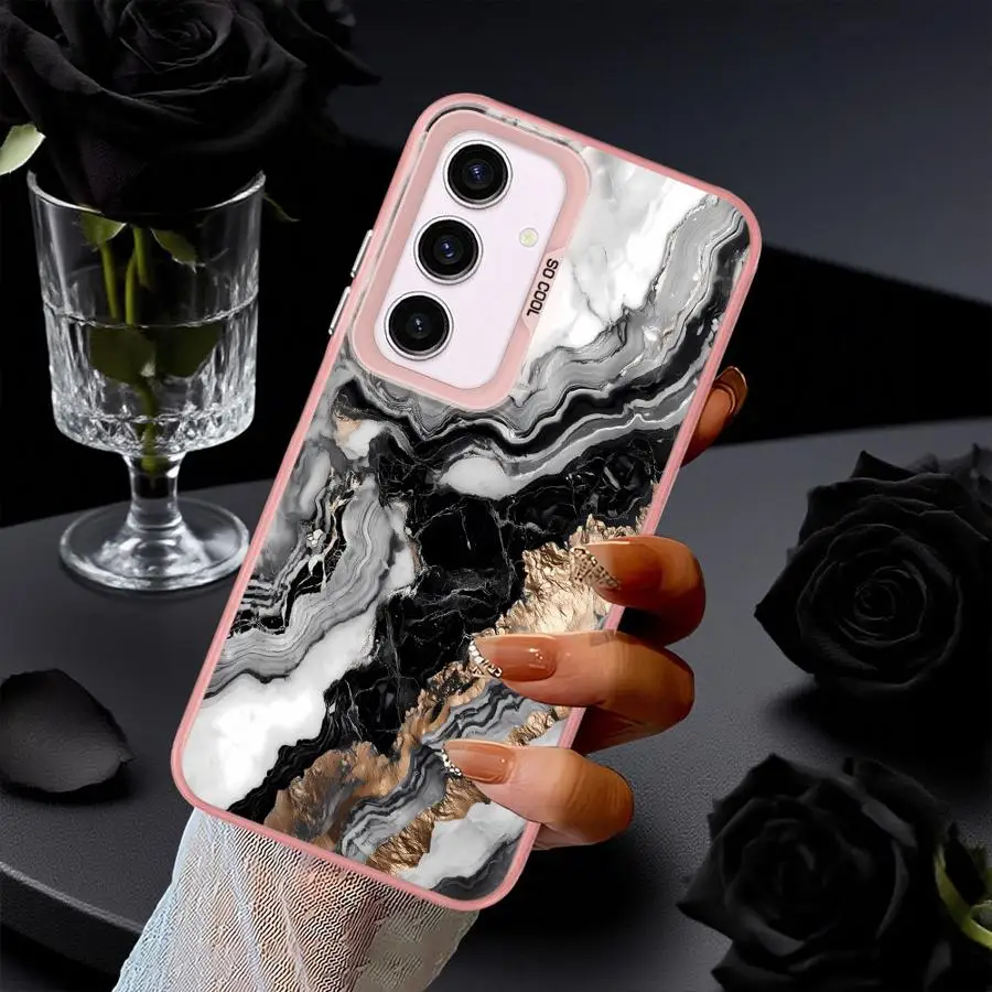 Funda trasera de mármol con flores para Samsung Galaxy A22 A52 A73 A53 A24 A26 A33 A34 A36 A32 A25 A23 - imagen 2