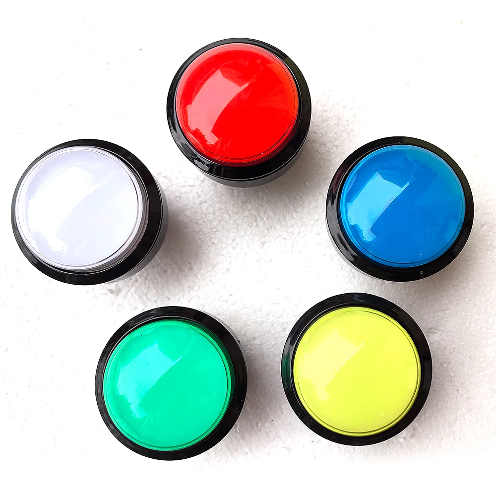 Interruptor de botón iluminado LED convexo redondo de 60mm DC5V/12V luz Blub para juego de salón recreativo grúa baloncesto piezas de máquina expendedora - imagen 3