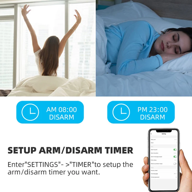 Sistema de alarma de seguridad WiFi Tuya, alarma de sonido de sirena, funciona con detectores inalámbricos de 433MHz, compatible con aplicación Alexa Google Home Smart Life - imagen 5