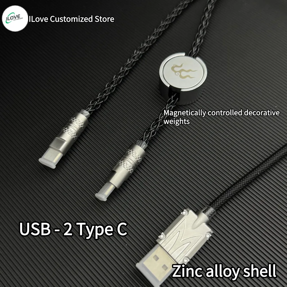 Iluminación de control magnético Admite cable de teclado de eje magnético TYPE-C dual 8k 1 a 2 cable de teclado mecánico USB - TIPO C - imagen 4