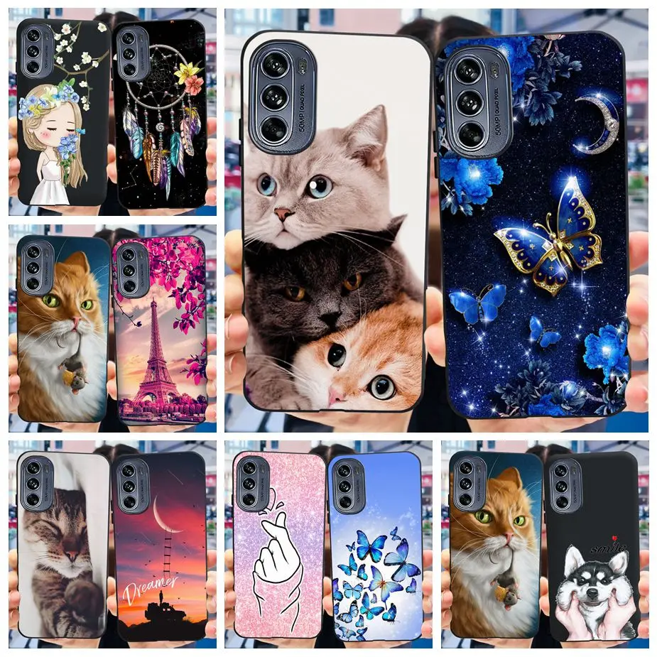 Para Motorola Moto G62 5G funda bonita de gato mariposa cubierta pintada carcasa de protección completa para Motorola G62 G 62 MotoG62 5G funda de teléfono