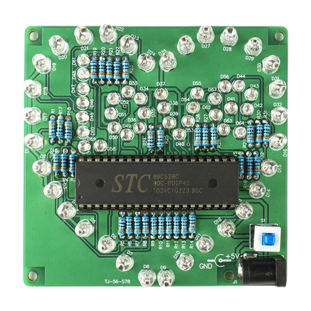 DIY colorido amor en forma de corazón luces que fluyen Kit electrónico MCU PCB DIY Kit de práctica de soldadura atmósfera luz intermitente DC 5V