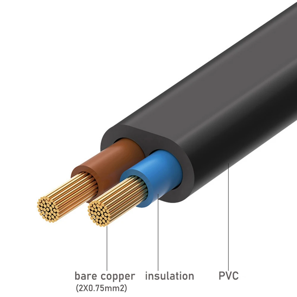 Cable de extensión de alimentación europeo en ángulo, 2 clavijas macho a hembra, extensor de puerto de ahorro de toma de corriente de la UE - imagen 5