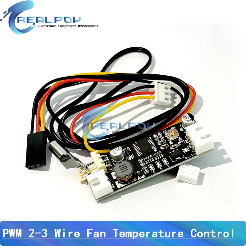 Individual 12V 0.8A DC PWM 2-3 cables ventilador Control de temperatura controlador de velocidad chasis ordenador módulo de reducción de ruido NTC B 50K 3950