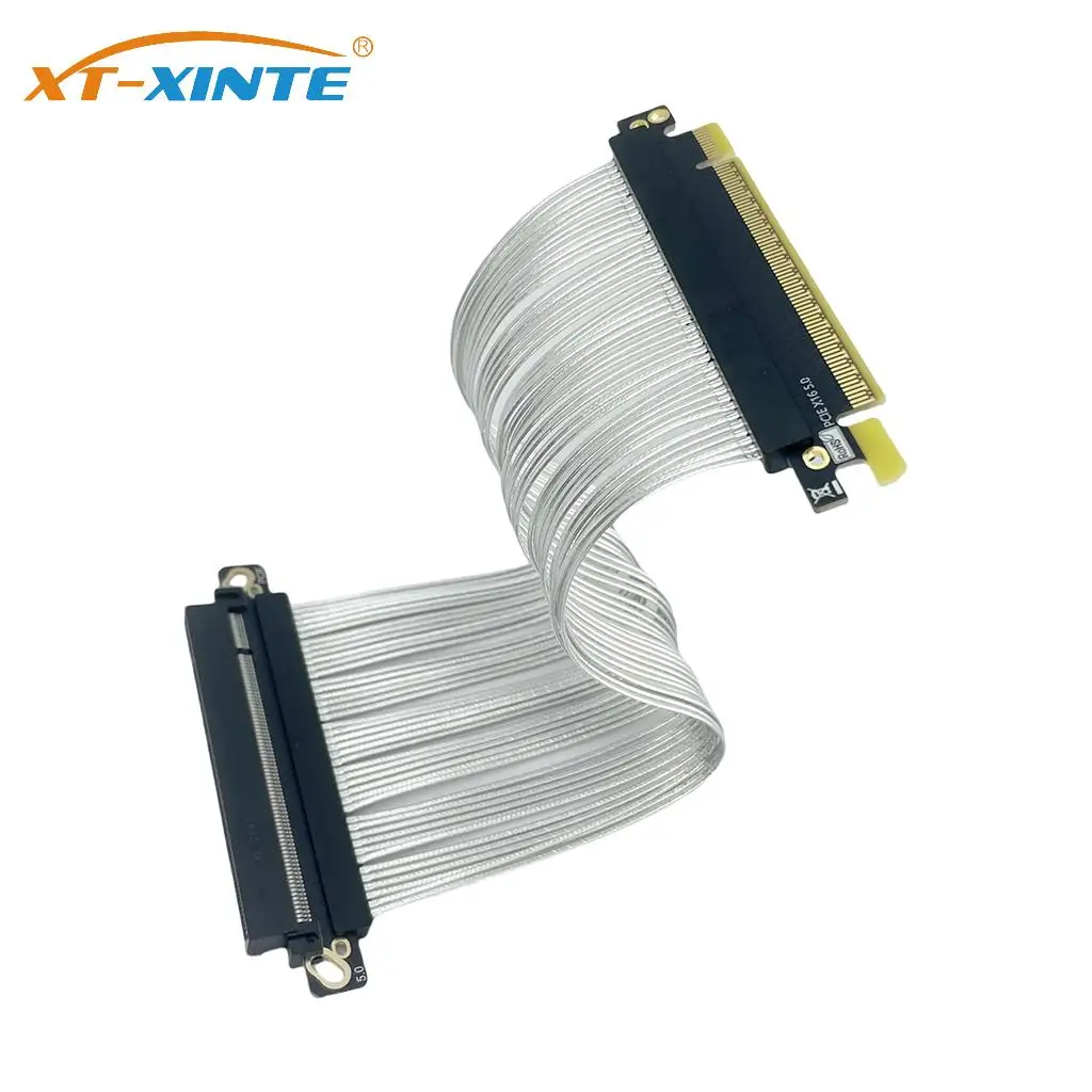 Cable de extensión PCIe 5,0 x16 GPU para funda ITX, tarjeta gráfica, Cable adaptador GEN5, Cable Flexible sin pérdidas de alta velocidad Chapado en plata