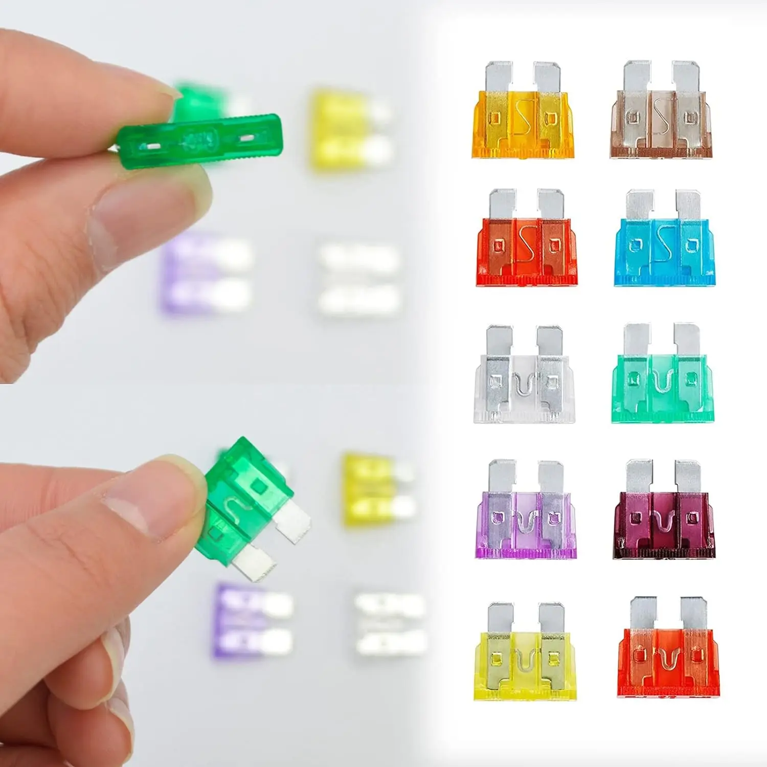 Kit surtido de fusibles estándar para coche, Kit de fusibles de repuesto automotrices tipo cuchilla para coche/RV/camión/motocicleta/Barco, 100 piezas - imagen 5