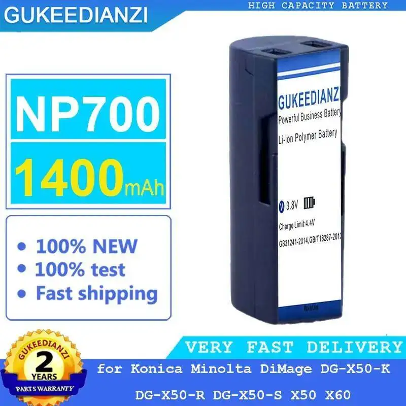 Batería de cámara NP700 de alta capacidad para Konica Minolta Dimage DG-X50-K DG-X50-R DG-X50-S X50 X60 1400Mah
