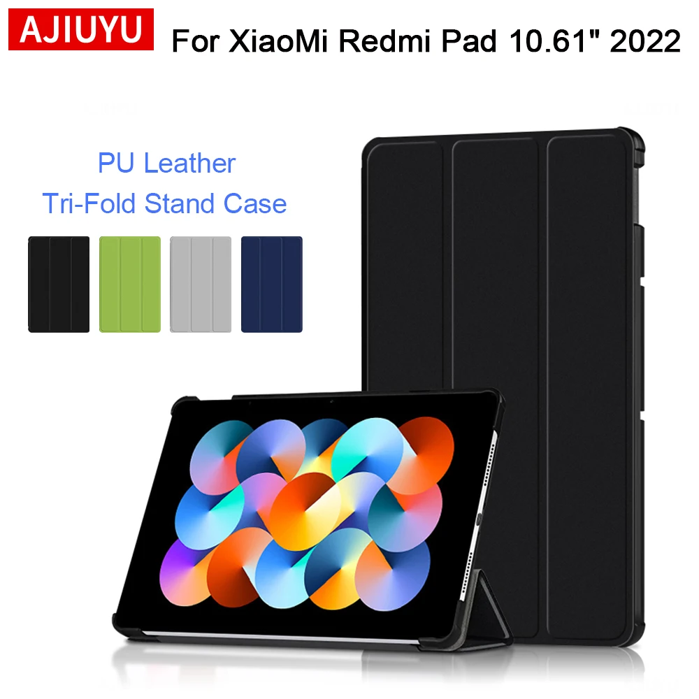 Funda de cuero PU para Xiaomi Redmi Pad, carcasa con tapa magnética, soporte triplegable, 10,61 pulgadas, 2022