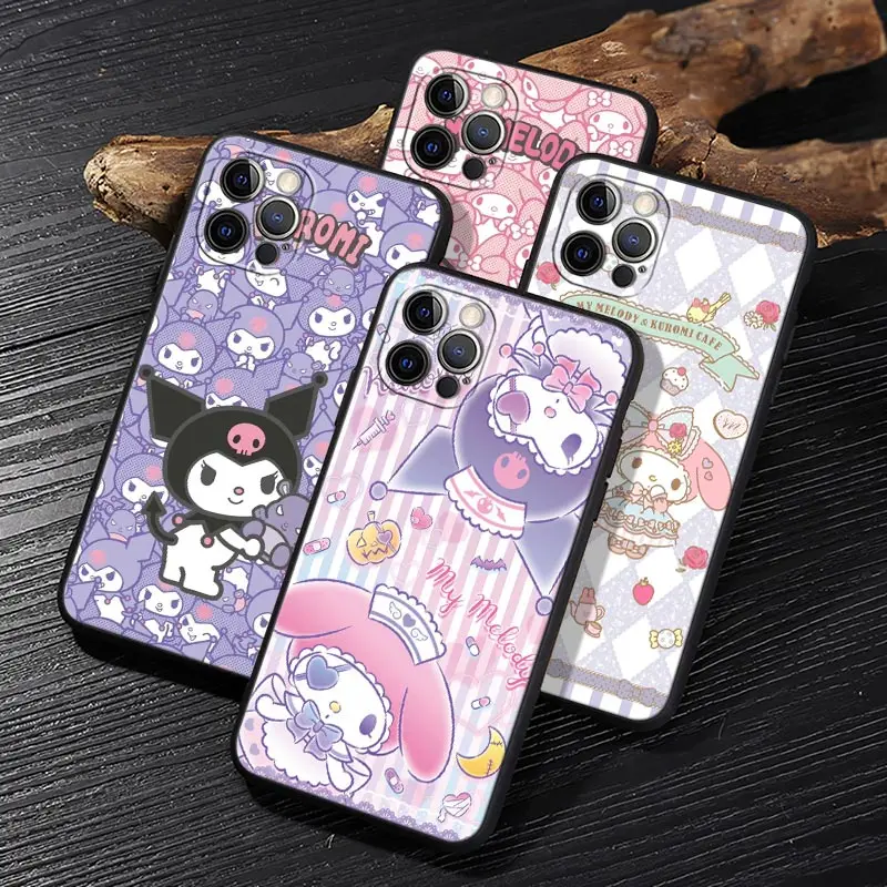 Funda de My Melody Girl para iphone 14, 11, 12, 13 Pro Max, Mini, XS, X, XR, 7, 8, 14 Plus, 6S, SE 2020, carcasa trasera suave con dibujos animados Kuromi