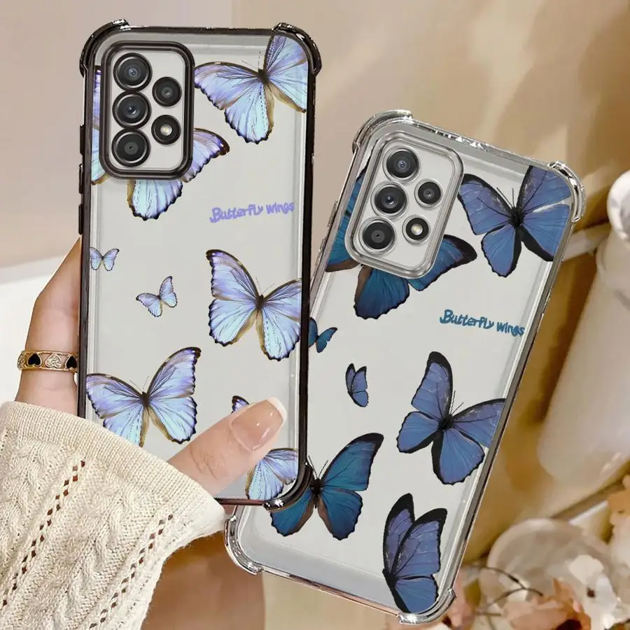 Funda de teléfono con mariposa roja y azul para Samsung Galaxy A52 A17 A13 A35 A36 A26 A21s A33 A24 A25 A16 A15 - imagen 4