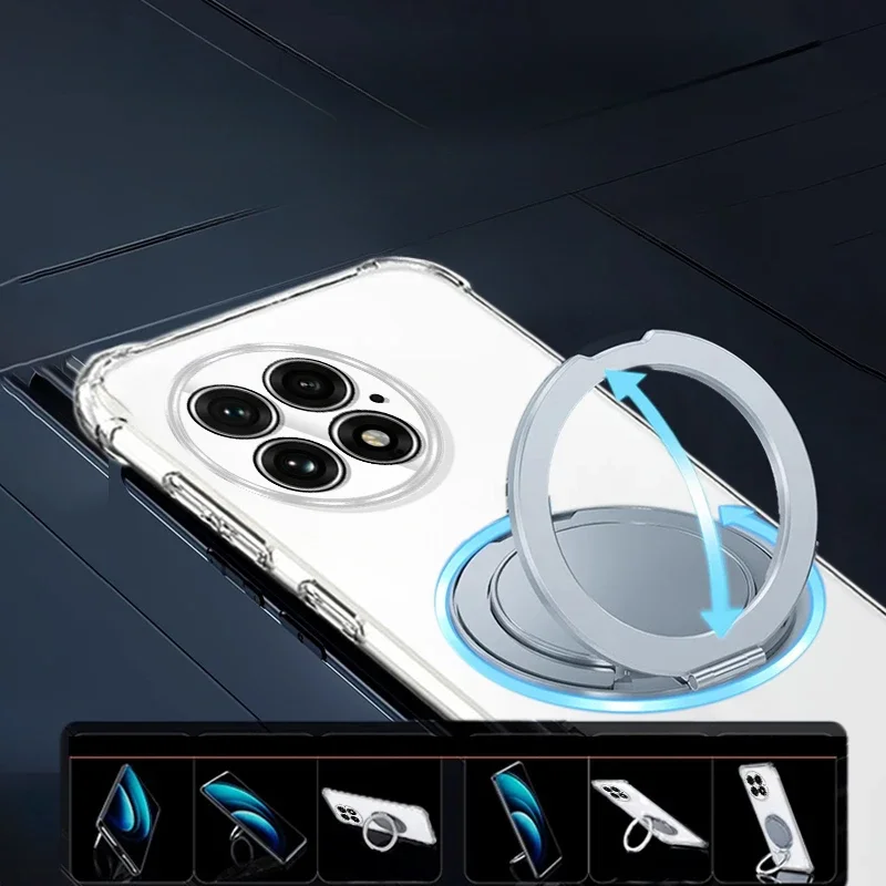 Funda para Oneplus 13 R 12 R 11 10T ACE 5 Pro 2Pro ACE 2V Nord 4 soporte de anillo magnético Airbag cubierta de silicona transparente a prueba de golpes - imagen 3