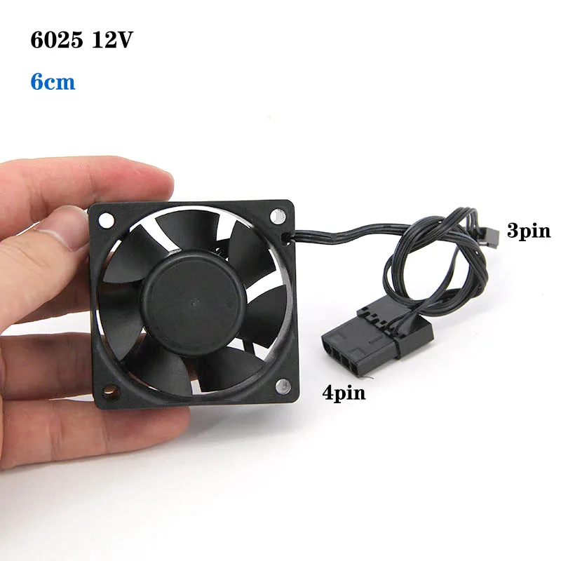 6cm 60*60*25 6025 DC 12v pequeño 3pin grande 4pin ventilador de refrigeración de PC sin escobillas 6cm ventiladores de PC para caja de ordenador GPU CPU radiador enfriador A7 - imagen 2