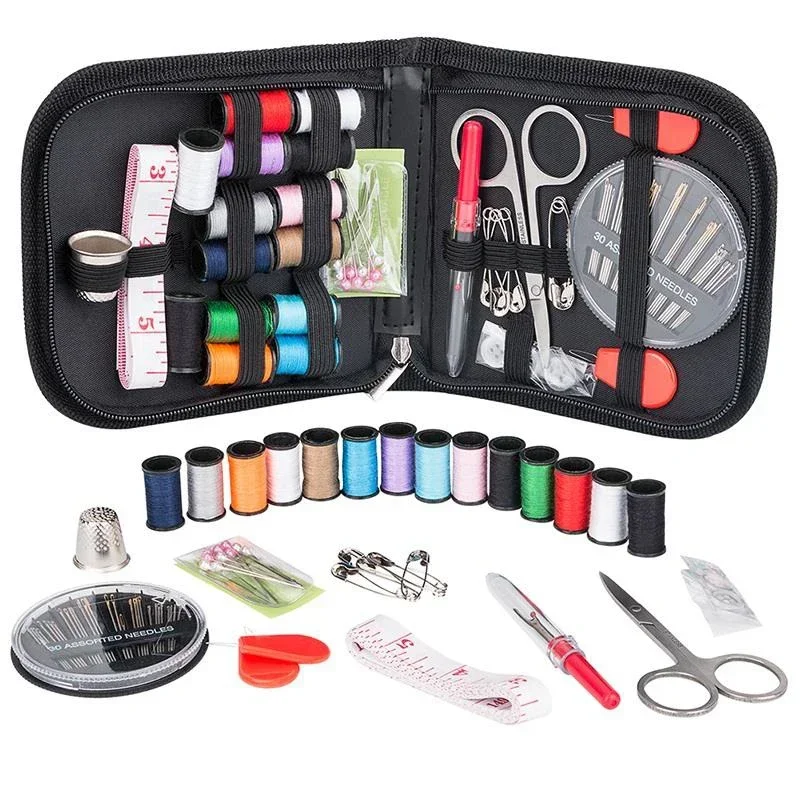 Kit de costura completo con hilos, agujas, tijeras, cinta métrica, botones, portátil, viaje, DIY, bordado, trabajo hecho a mano, conjunto de herramientas de costura - imagen 2