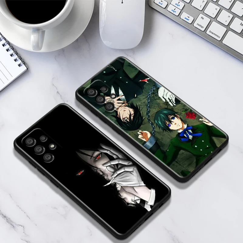 Black Butler para Samsung A55 A35 A25 A15 A14 A73 A53 A13 A05S A03S A02S A71 A52 A32 funda de teléfono suave negra - imagen 3