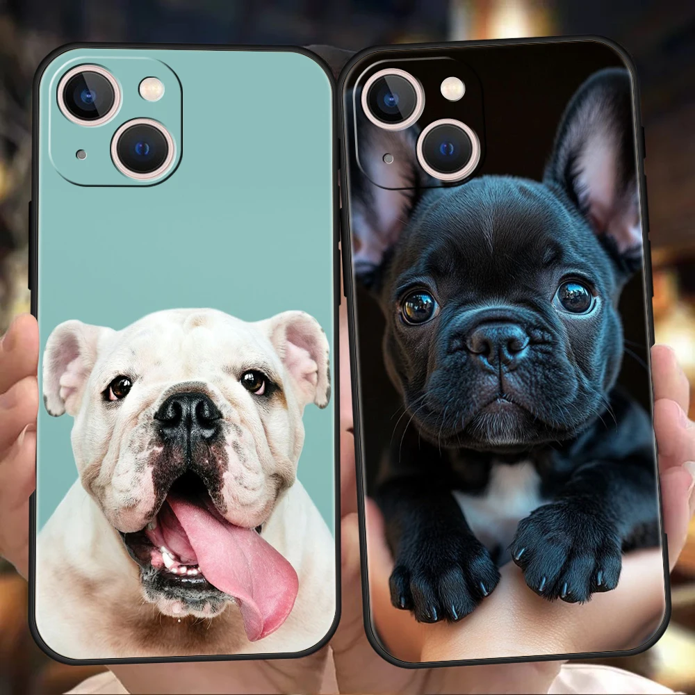 Funda de teléfono suave de TPU de lujo para iPhone 17 Air 16E 16 11 15 14 Pro MAX 12 13 7 8 Plus X XR XS SE 2022 cubierta Bulldog Francés perro mascota