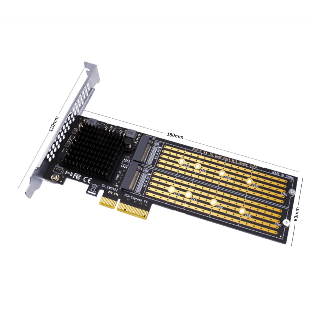 Tarjeta de expansión M2 para NVME, adaptador SSD de 20Gbps/40Gbps PCI-E X4 a puerto Dual M.2 m-key para NVME 2230 2242 2260 2280 22110