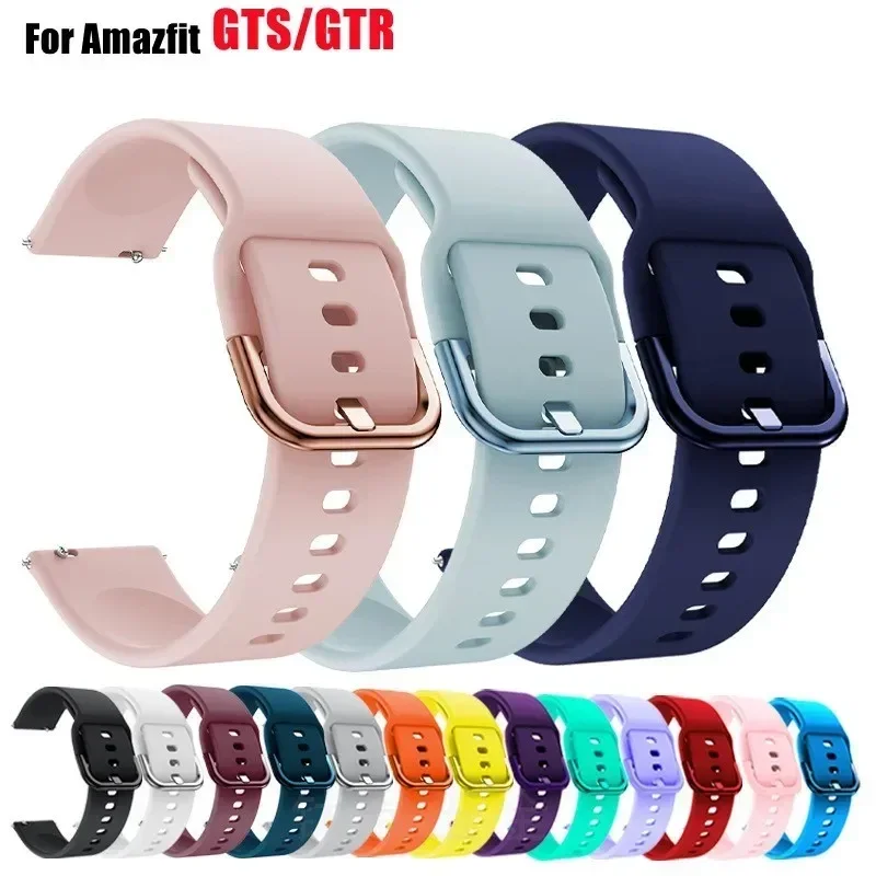 Correa de 20mm/22mm para Amazfit bip 6/5 GTS/2/2e/3/4 GTS2 Mini/GTR 4/3/Pro/47mm/GTR2/stratos 3 pulsera de silicona correa de reloj Amazfit - imagen 2