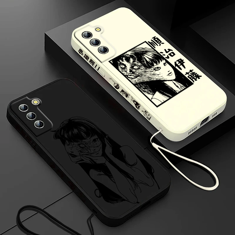 Funda de teléfono Junji Ito Tomie Kawakami para Samsung Galaxy S24 S23 S22 S21 S20 Pro FE Plus Ultra líquida cubierta de cuerda izquierda - imagen 2