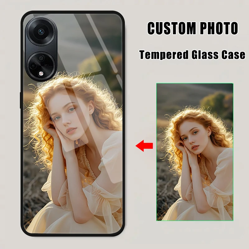 Funda de vidrio templado personalizada para OPPO A80 A60 A79 A3 Pro 5G A98 A78 A58 A40 M A38 A18 A77 A57 A57S DIY cubierta de imagen personalizada - imagen 2