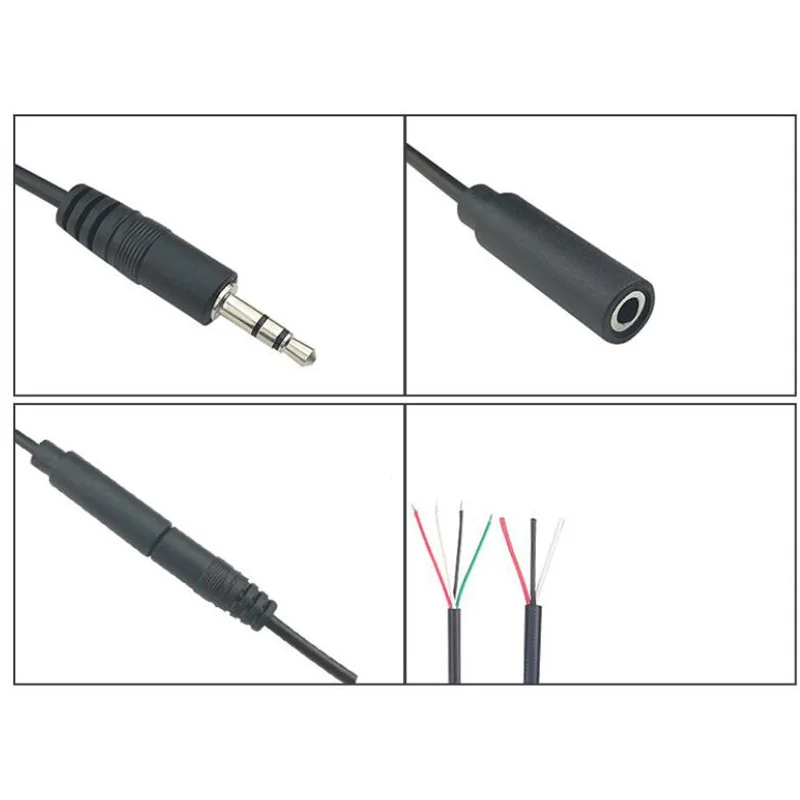 Conector macho y hembra de 3,5mm, 3 pines, 4 pines, 0,3 M, 1M, Cable de extensión de Audio, línea de cabeza auxiliar de 3,5mm, Cable de auriculares estéreo DIY - imagen 4