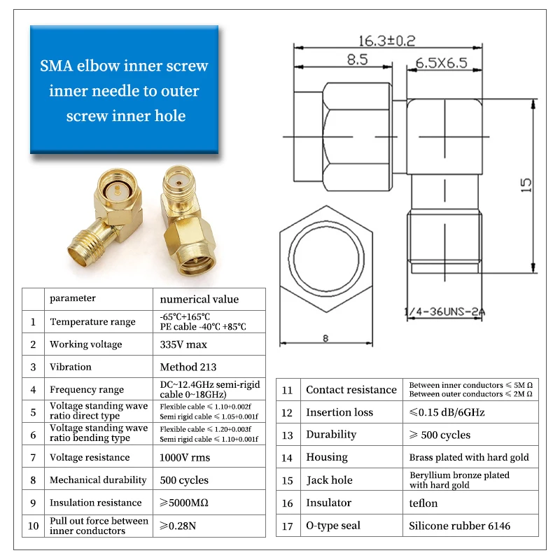 1/5/10 Uds conector SMA doble vía/doble inverso RPSMA-JJ KK JWK KKF KKY tornillo interior agujero interior/Pin interno adaptador tipo L - imagen 3