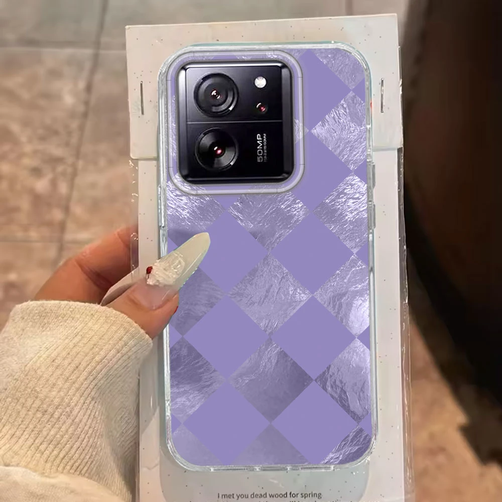  Funda de teléfono negra a cuadros para mujer y niña, funda de TPU para Xiaomi 13T 14T 11 Lite NE Poco X5 M6 Pro X6 X7 X3 Pro NFC C65 C61 M5S - imagen 5