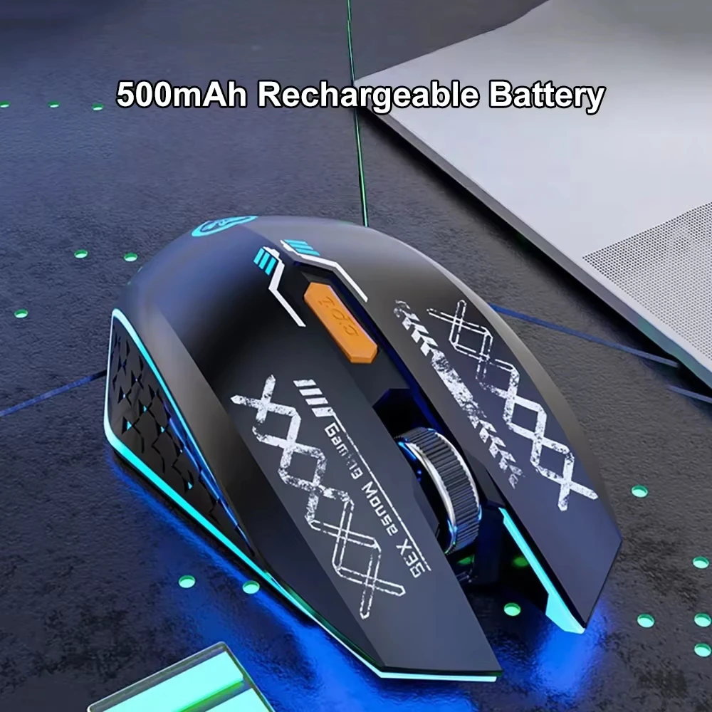 Ratón inalámbrico Bluetooth de modo Dual, 2,4G, 6 teclas, retroiluminación, recargable, para juegos, ratón óptico de 1600DPI para PC y portátil - imagen 5