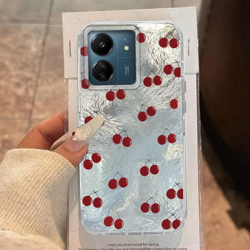 Para Xiaomi Poco X3 X5 M6 M2 Pro X6 M5S C61 C65 funda de teléfono lindo estampado de cereza patrón de vórtice funda protectora Simple de moda