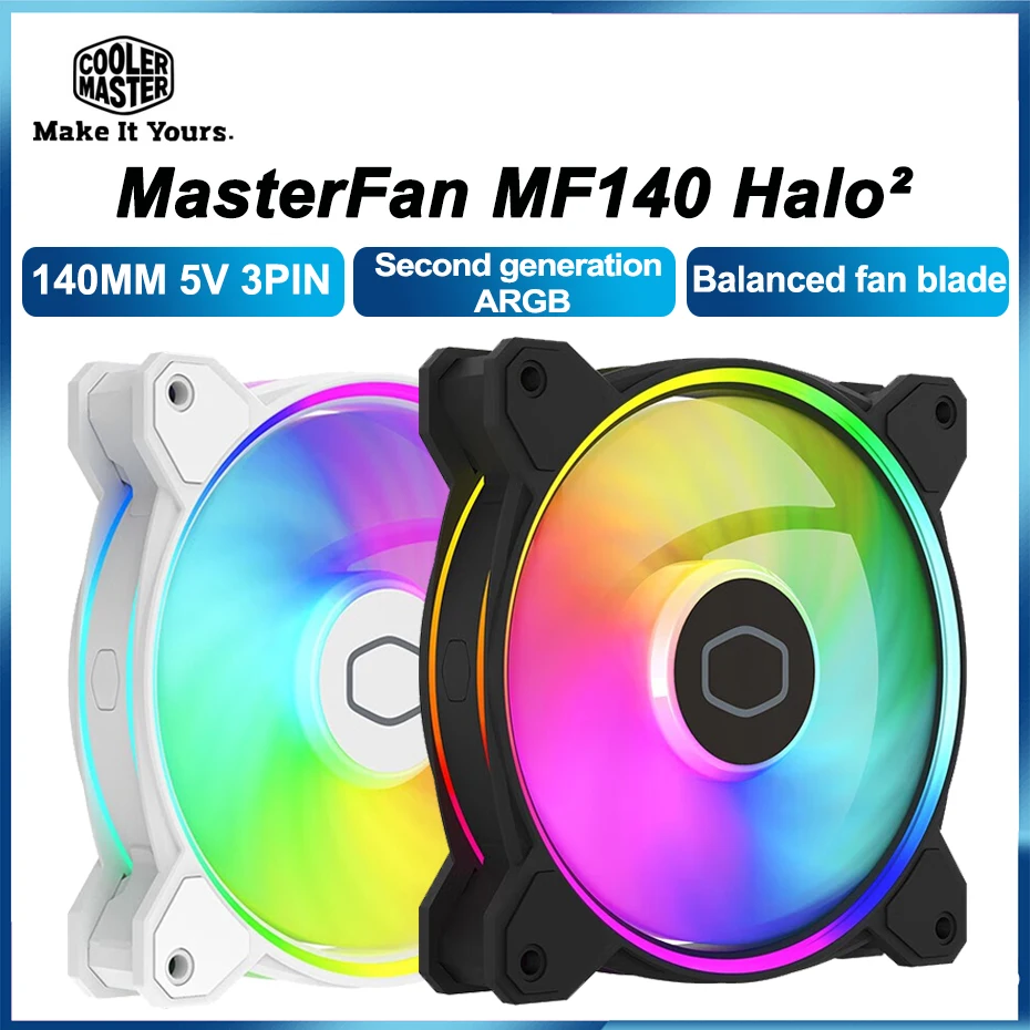 Cooler Master MF140 HALO II ventilador de refrigeración de caja de 14cm segunda generación 5V/3PIN ARGB ventilador silencioso CPU Cooler ventilador PWM