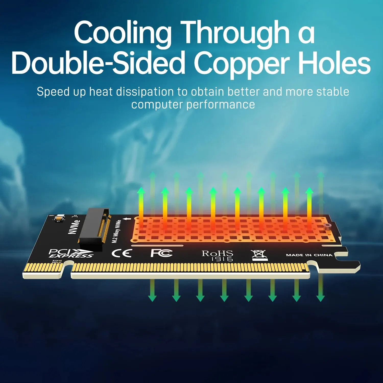 Adaptador JEYI M.2 NVME a PCIE 4,0 X16, tarjeta de expansión PCIe X16 Gen4 con funda de disipador térmico de aluminio, para Samsung 980 PRO, 970 EVO - imagen 5