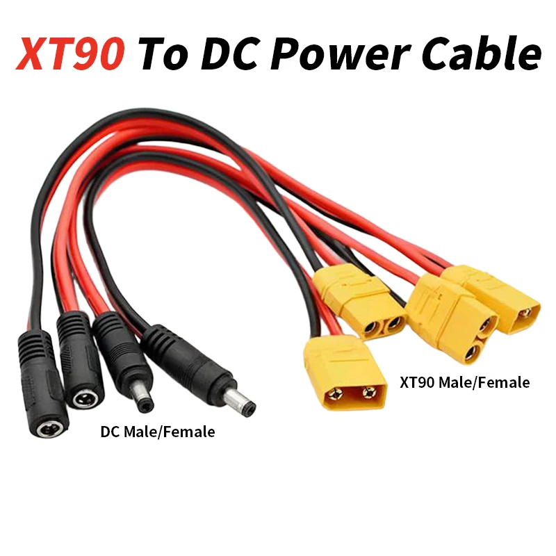 Cable de alimentación XT90 macho/hembra a CC, 2 cuadrados, CC 5521/5525, Cable de conversión de puerto de carga, enchufe CC, línea de conexión de alta potencia