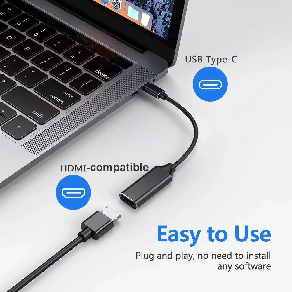 Adaptador de Cable tipo C a HDMI, convertidor Ultra HD, 4k, USB 3,1, HDTV, para MacBook, Chromebook, Samsung S8, S9 - imagen 2