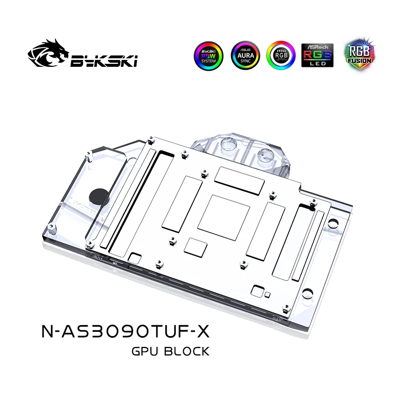 Bykski-bloque de agua para ASUS TUF RTX 3080 3090, tarjeta GPU videojuegos OC, radiador cobre, placa trasera RGB AURA N-AS3090TUF-X - imagen 2