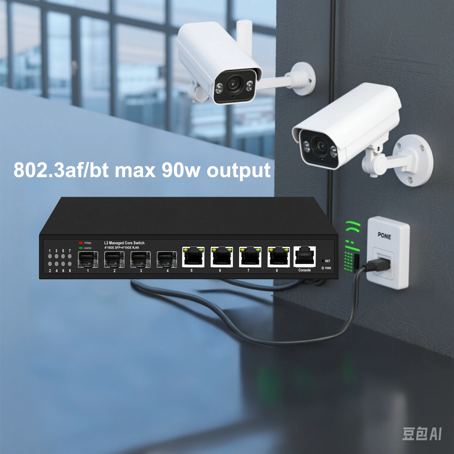 L3 Conmutador de red completo de 10 Gbps 4*10G RJ45+4*10G SFP Fibra Uplink POE Bt disponible - imagen 5