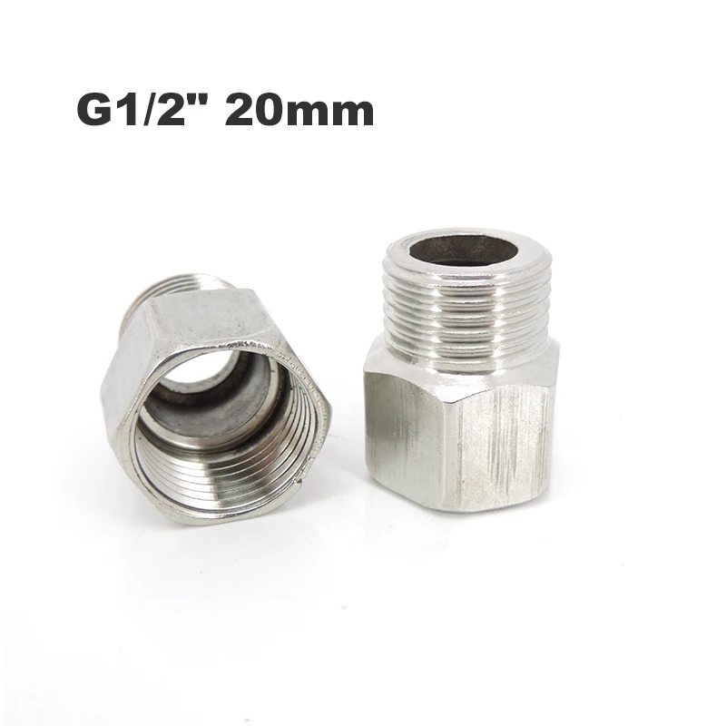 G1/2 "20mm macho a hembra rosca tipo T junta a tope de acero inoxidable adaptador de conector de manguera de agua accesorios de plomería