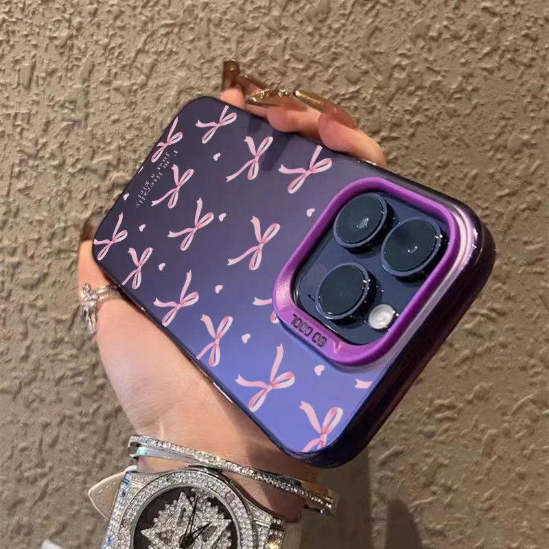 Funda de teléfono con diseño de lazo y corazón de amor para iPhone 16 Pro Max 15 14 13 12 11 XS X XR 7 8 Plus SE 2022, funda trasera dura mate a prueba de golpes - imagen 4