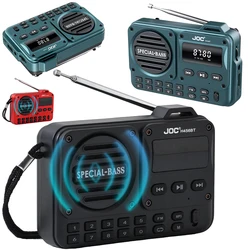 Radio FM Portátil Bluetooth 5.4 con Altavoz, Grabadora y Alarma LED