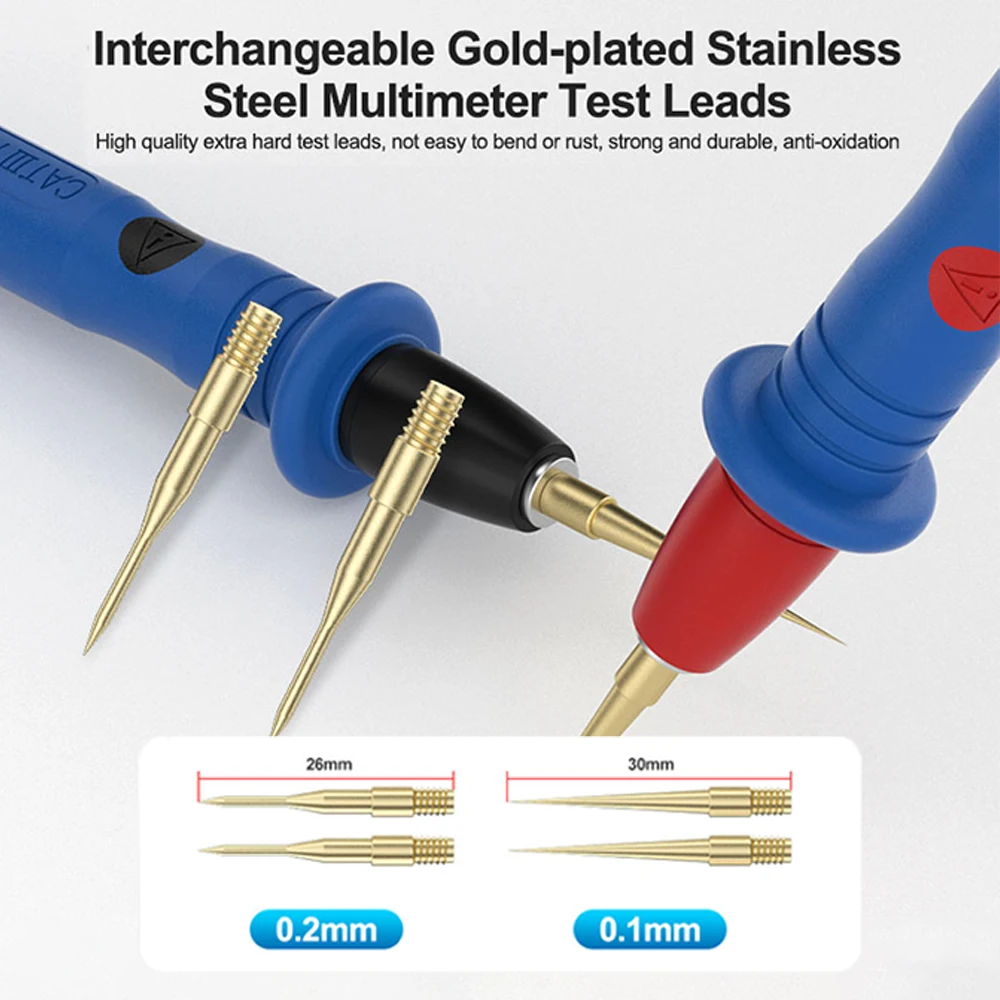 SUNSHINE SS-024B 1000V 20A Cable de prueba de sonda de acero inoxidable con aguja reemplazable para multímetro herramienta de cable de prueba Universal - imagen 5