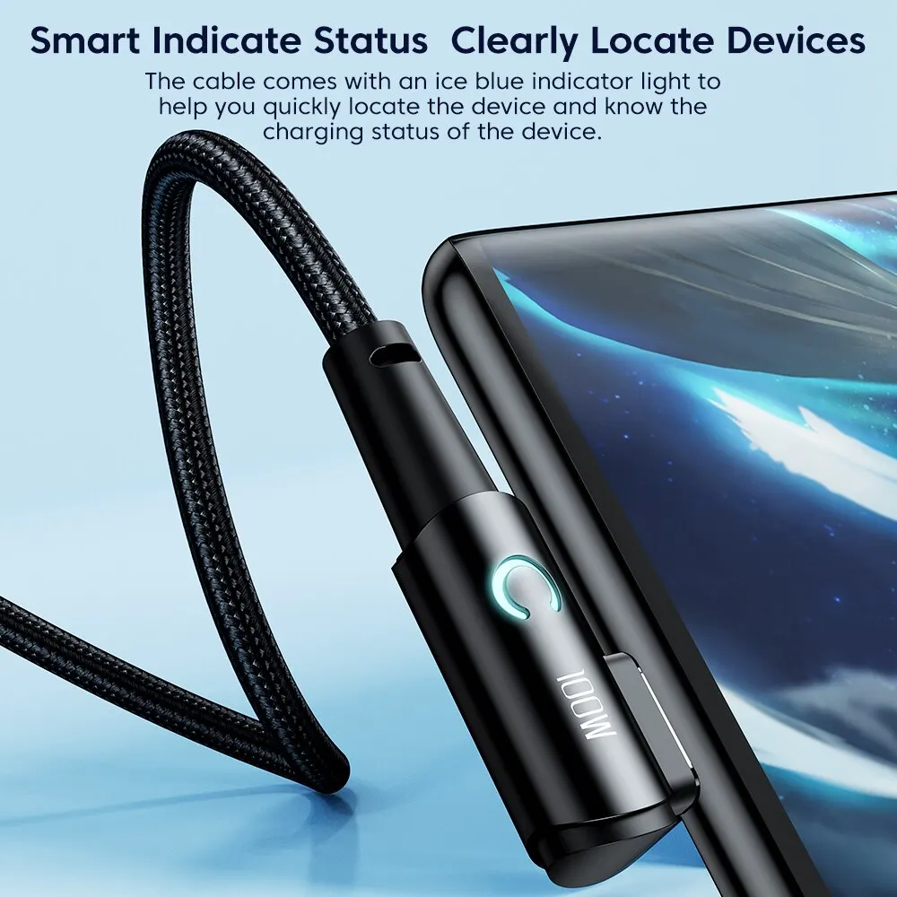 Cable Toocki 6A USB C 90 grados para cable de carga rápida OPPO 100W para Honor Huawei Oneplus Realme cargador cable de datos - imagen 5